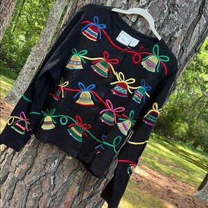 Vintage Michael Simon Christmas Bells Cardigan Jacket